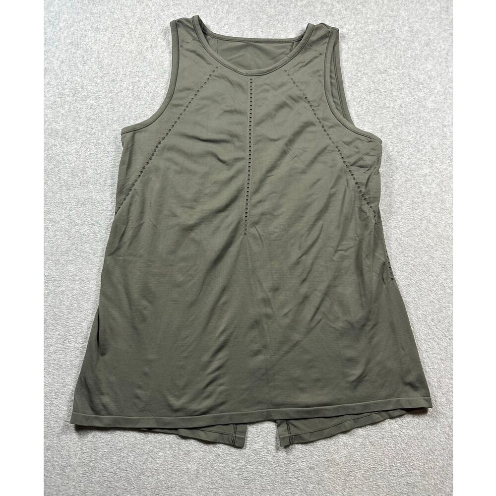 Athleta Foothill Tank Top Women's Olive Green Athletic Cutout Back